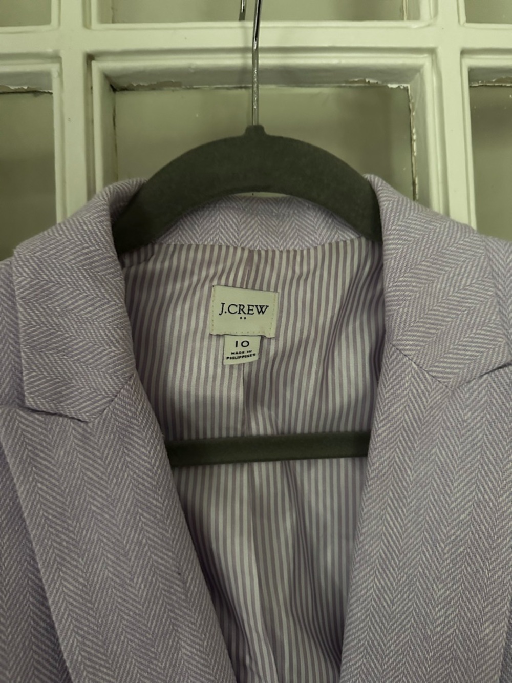 J.Crew Herringbone one-button blazer Light purple Size 10 Cotton Linen - Picture 4 of 5